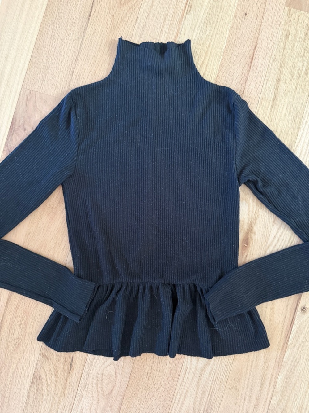 NATION LTD Black Ribbed Mock Turtleneck Long Sleeve Top women's sz XS